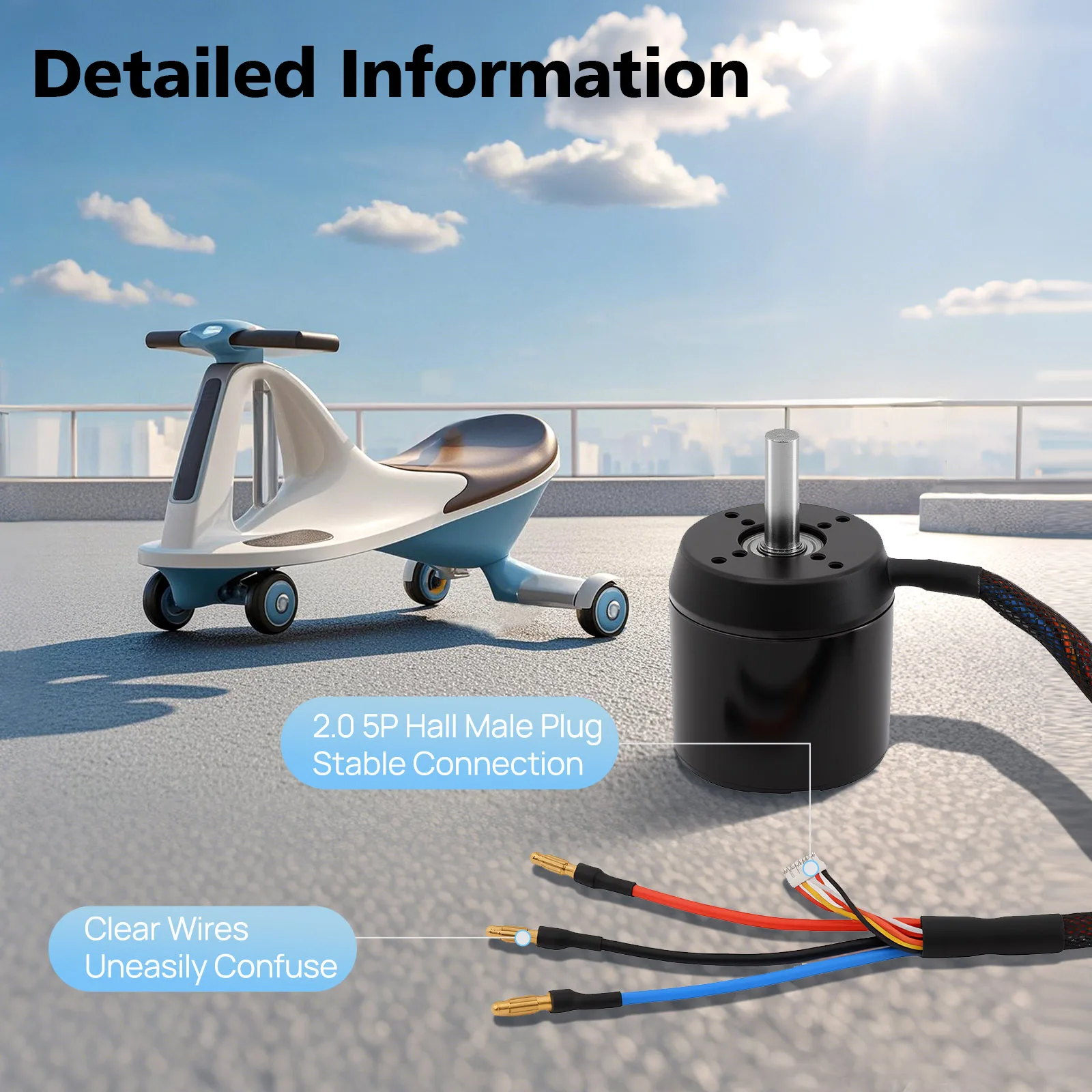 Motor sin escobillas para monopatín eléctrico, negro, para monopatín eléctrico, aleación de aluminio, 18-50V, Motor de patinete