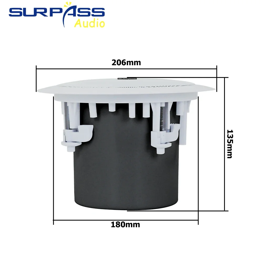 Home Theater Sound System 5 Inch 8 Ohm 20W Ceiling Speaker Moisture-Proof In Wall Ceiling Speaker  ABS Material with Back Cover