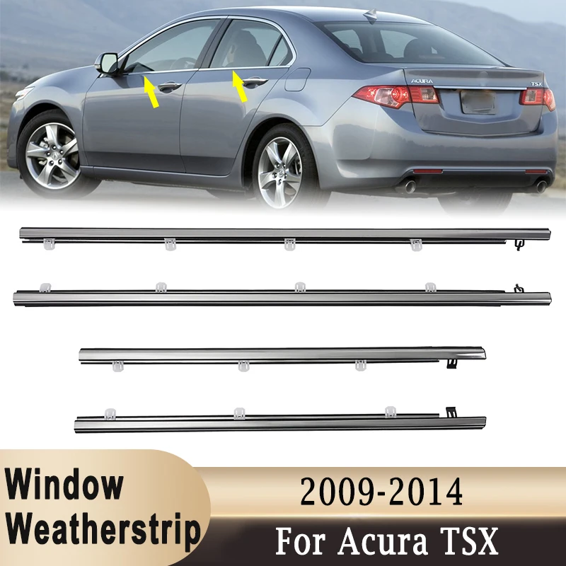 

4 шт. передний/задний уплотнительный ремень для Acura TSX 2009-2014, боковая дверь, окно, внешний молдинг, уплотнительный ремень, отделка 72410-TL0-003