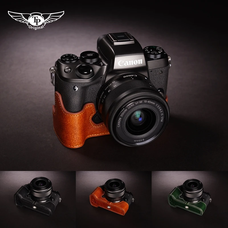 

Camera Genuine Leather Camera Half case Cover Bag for Canon M5 eos m5