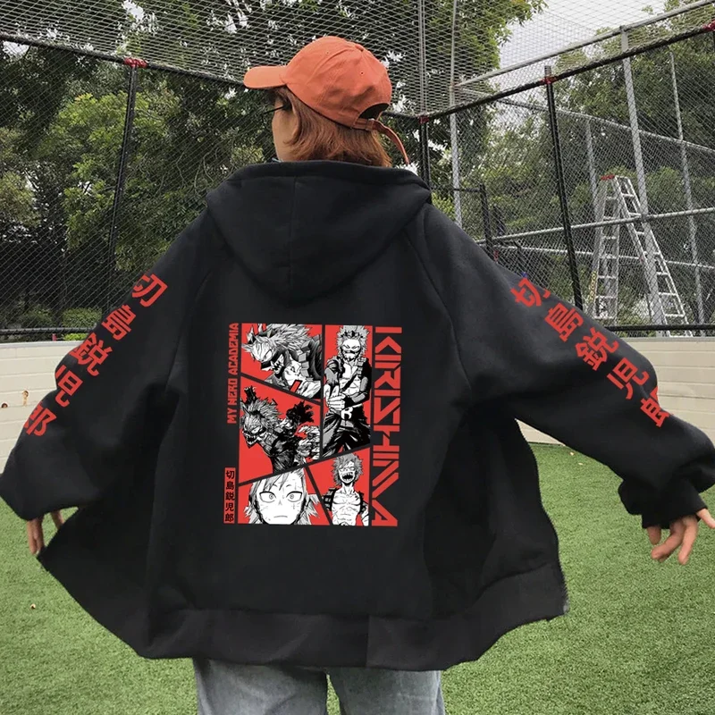 2025 My Hero Academia Kirishima Eijiro Hoodie Unisex Reißverschluss-Pullover Lustiger Anime Lockerer Mode-Streetwear-Mantel – Detail 1
