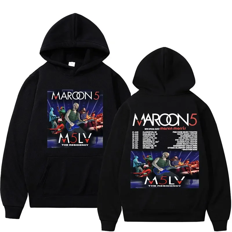 Maroon 5 Rock Band 2024 Tour Graphic Hooded Men Clothing 90s Retro Fashion Sweatshirt Unisex Hip Hop Oversized Hoodie Streetwear