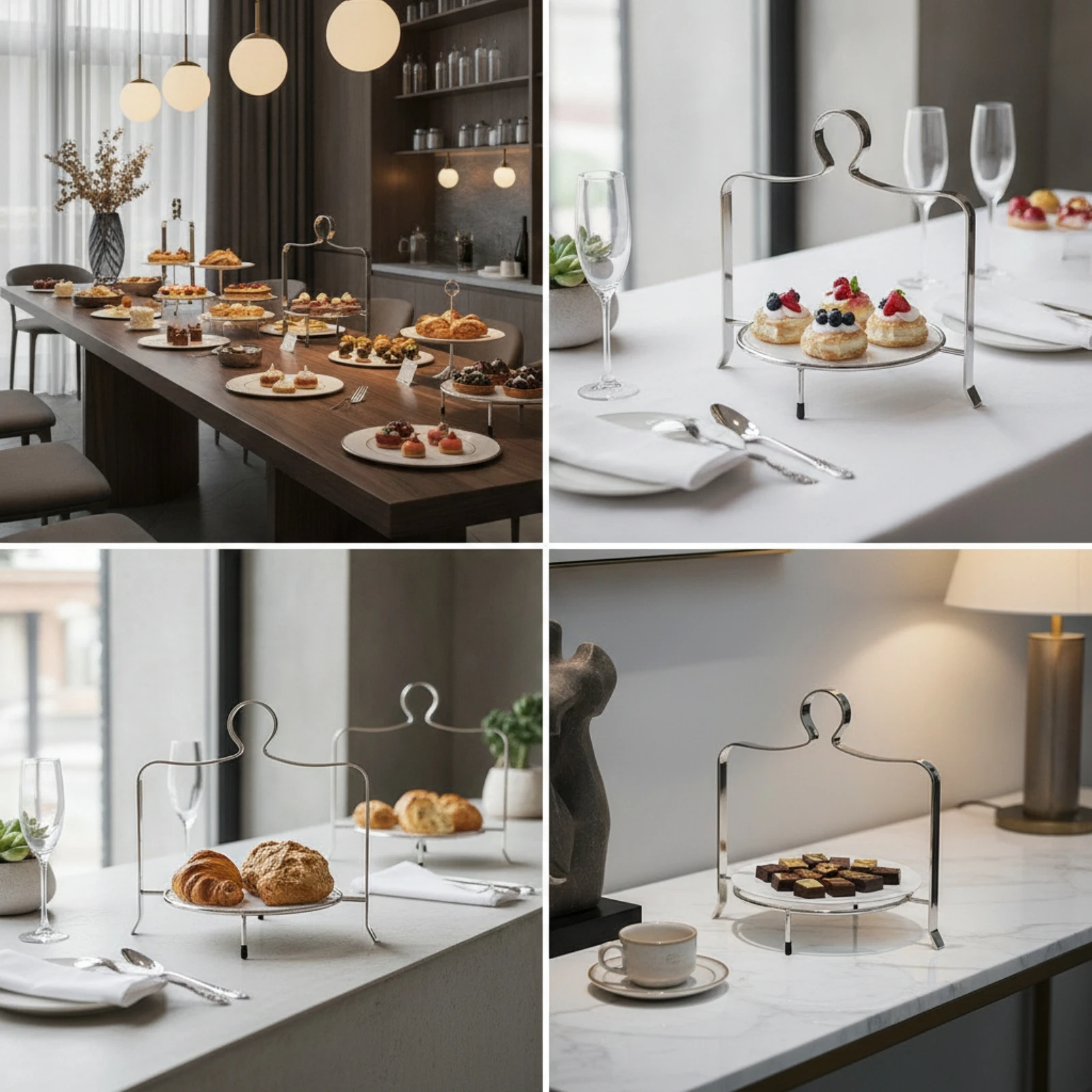 Dessert Stand with Handle Round Stainless Steel Cake Stand Single Tier Dessert Riser Modern Easy to Clean for Bakers