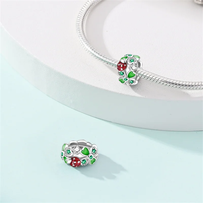 New In Silver Color Green Series-Four-Leaf Clover Pendant Fit Pan Bracelet DIY Charm Woman Jewelry Hot Sale