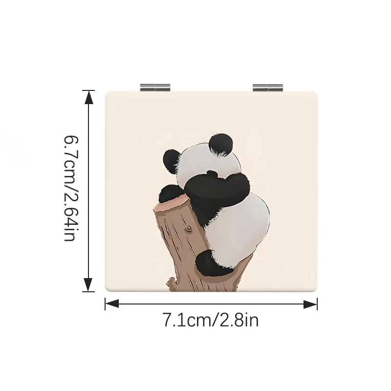 Cute Panda Foldable Makeup Mirror Square Vanity Mirror Portable Hand Mirrors Cosmetic Tools
