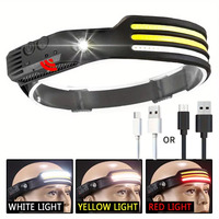 LED COB Headlamp XPE Hand Wave Sensor Torch Headlight Rechargeable Lantern Head Flashlight Outdoor Waterproof Head-mounted Light
