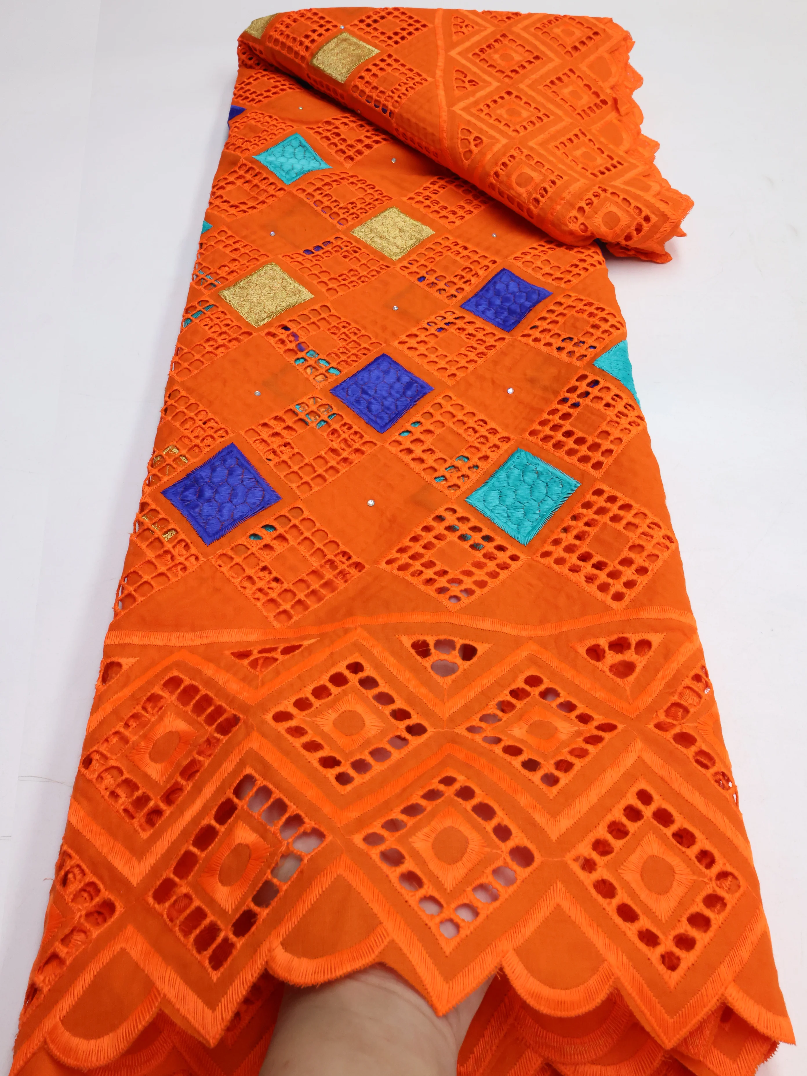 

Swiss gauze Cotton Edge Lace Fabric 2025 Latest African Nigerian cotton lace lace fabric stone sewn ladies party dress