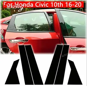 適用於本田思域 8/9/10 代(2006-2020 年)的亮黑色車門窗立柱裝飾蓋板套件,汽車配件 8 最佳銷售 2007年本田思域的配件 - №7