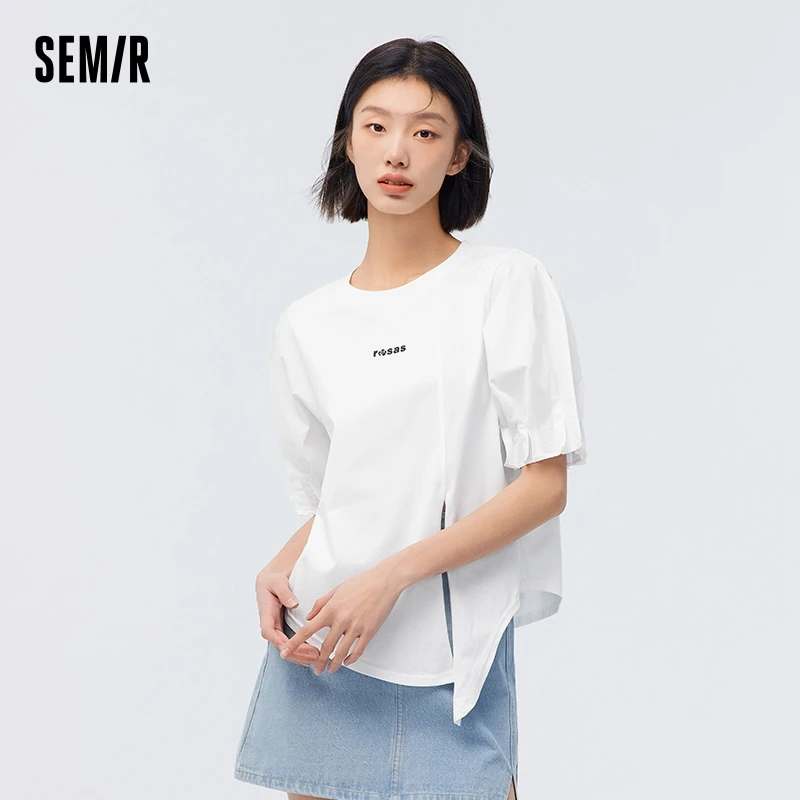 Semir Women Loose And Design-Oriented Short-Sleeve T-Shirt 2024 Summer New Style With Printed Pattern