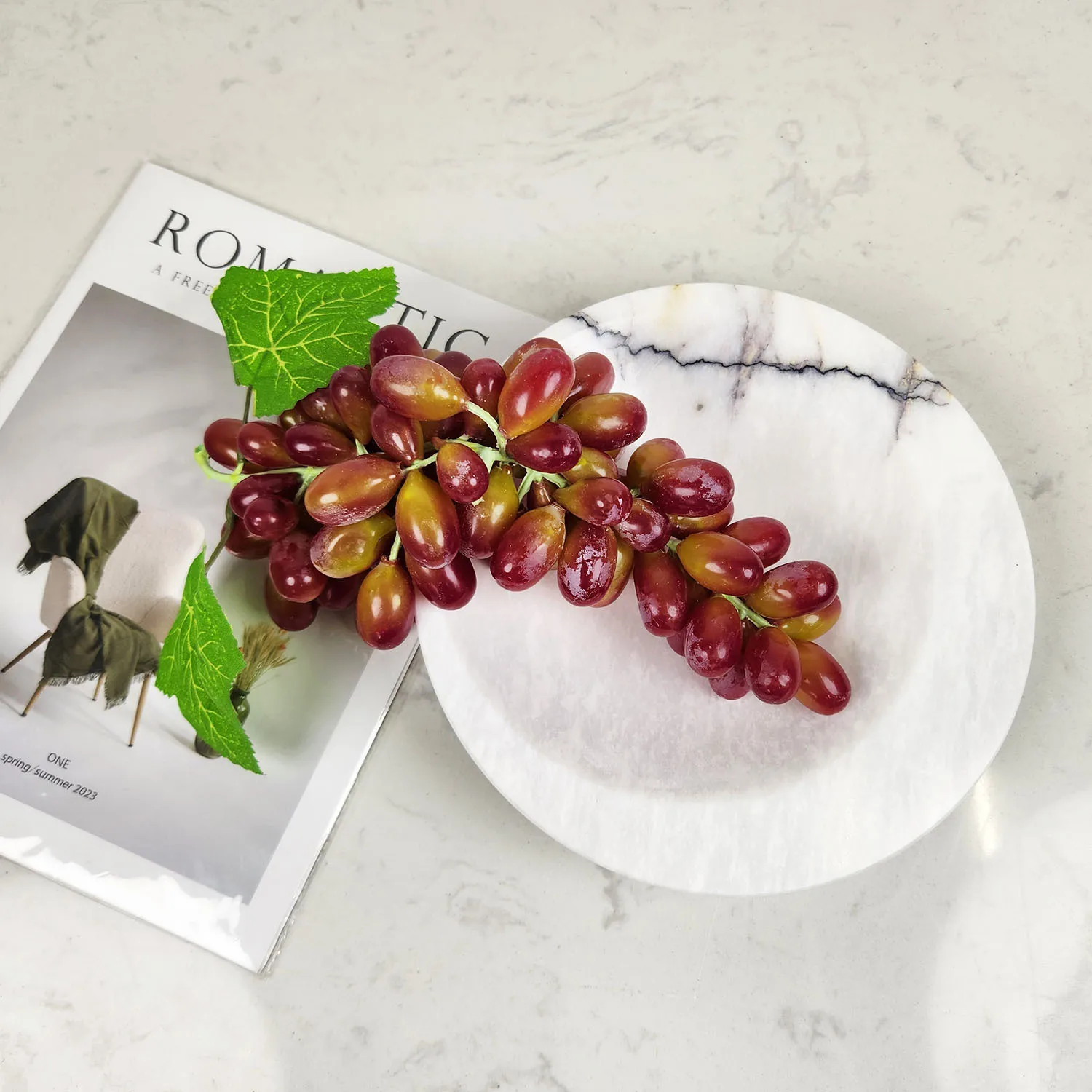 HYS simple modern marble tray fruit plate ornament model room living room coffee table entrance bedroom home soft decoration