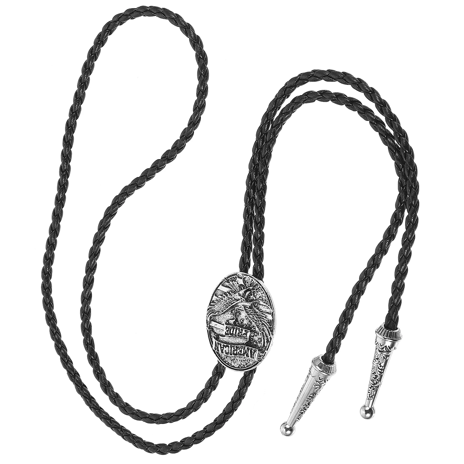 

Retro Wolf Head Necklace Lightweight PU Tie Adjustable Size Western Cowboy Necktie Mens Accessories Jewelry