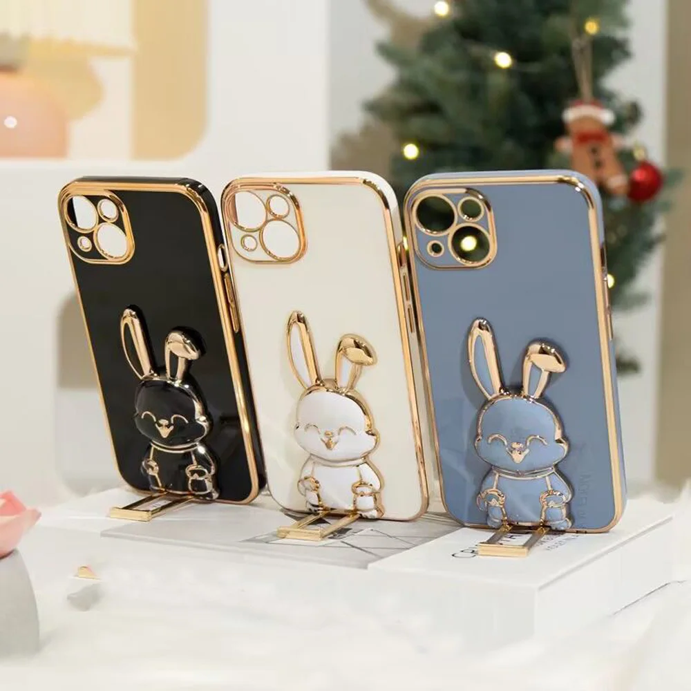 For Infinix Note 30 Pro Case Infinix Note 30 Pro note 30i Infinix Note 30 5G Phone case Cute Rabbit Holder Bracket Plating Cover