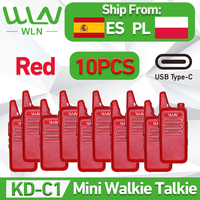 10PCS WLN KD-C1  Mini Walkie Talkie UHF 400-470 Mhz 16 Channel Type-C Charging KD-C1T Mini Handy Portable Radio