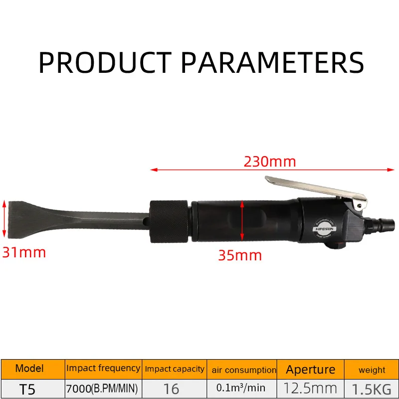 HIFESON Z8 Straight Air Shovel Pneumatic Pick Pneumatic Chisel Rust Remover Pneumatic Hammer with 2 Shovel Heads Multi-function