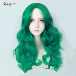 Kaioh Michiru Sailor Neptune Wigs 65cm Long Wavy Lake Green Heat Resistant Synthetic Hair Cosplay Wig + Wig Cap