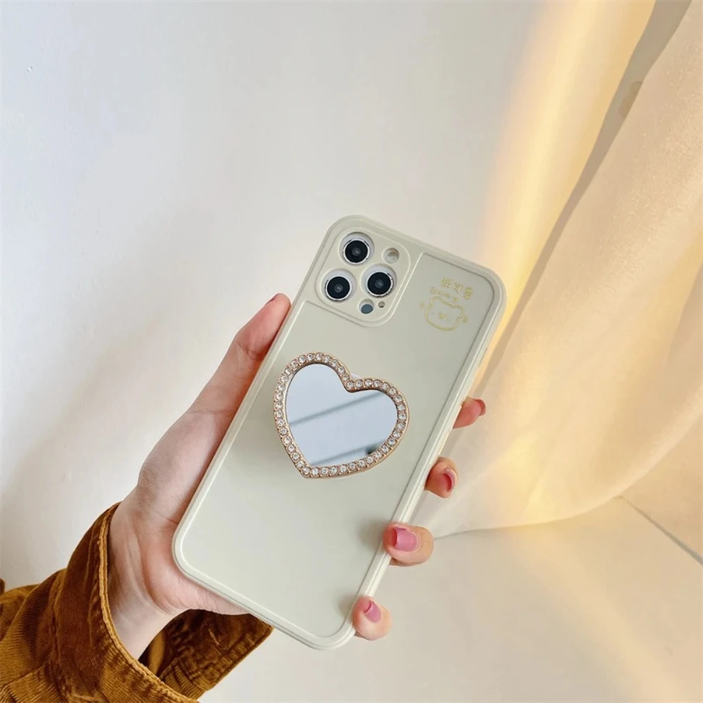 Bonito coração flor espelho griptok suporte para iphone 15 14 samsung universal acessórios do telefone suporte do telefone aperto tok suporte
