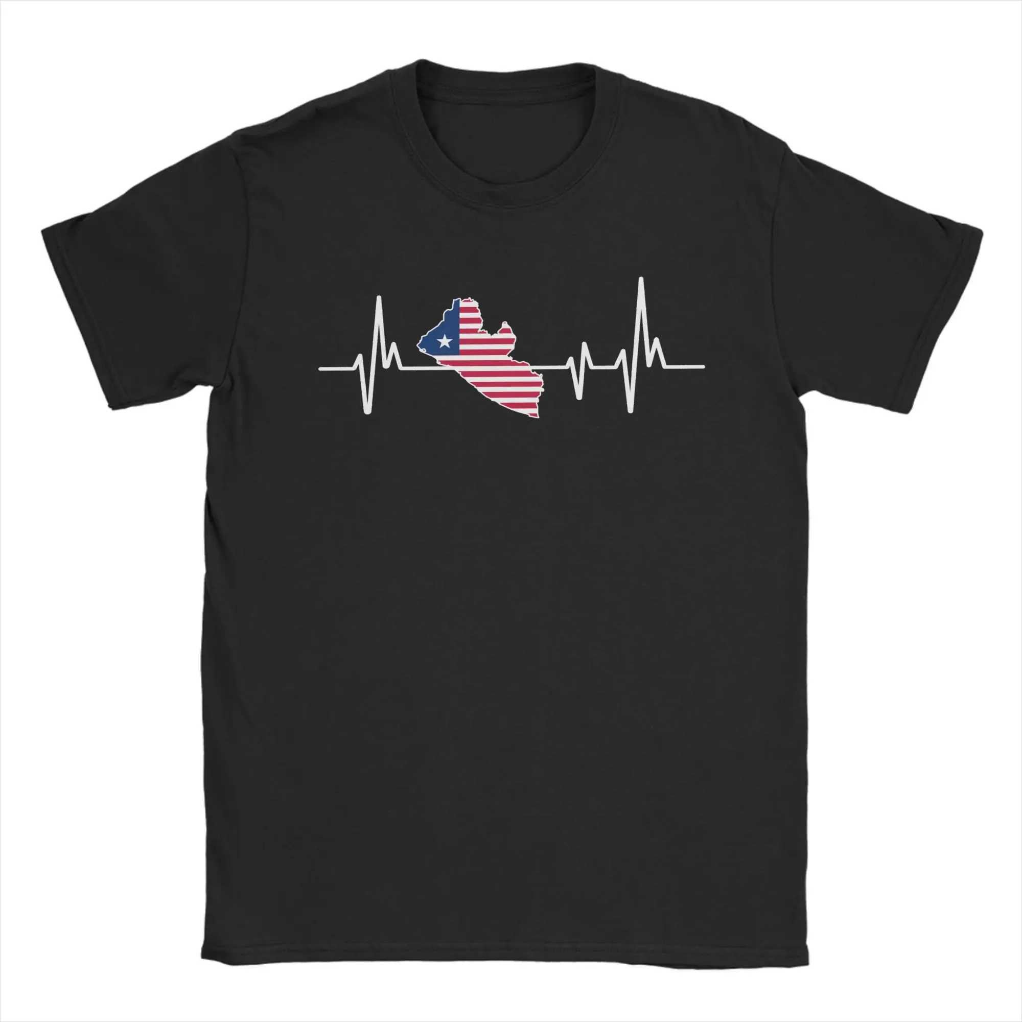 Heartbeat Design Liberian Flag Liberia T-Shirt Beach Cotton T-Shirts For Man Harajuku Tee Shirt Short Sleeve Street Style Tees