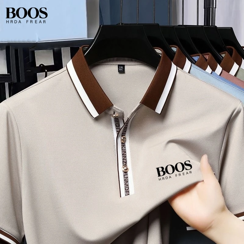 New summer high-quality short sleeved polo shirt for men, fashionable and casual, sweat absorbing and breathable T-shirt top