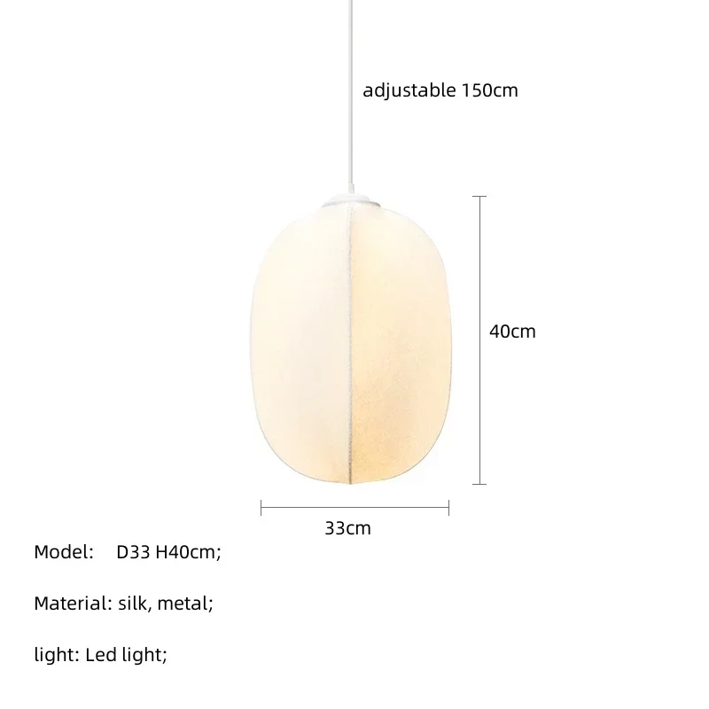 

Nordic Silk LED Pendant Light Wabi Sabi Chandelier Modern Creamy Style Suspend Lamp Luminarias Fixtures for Home Lighting