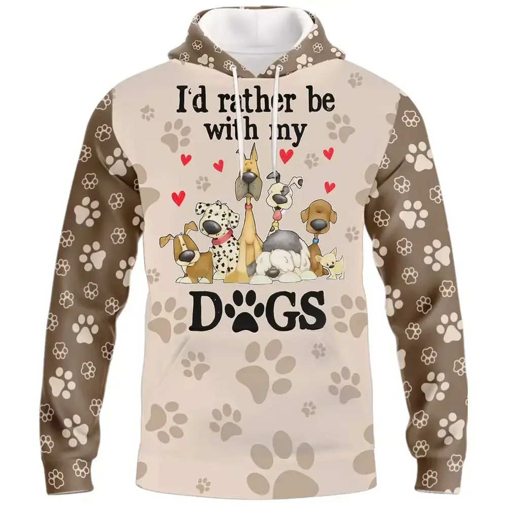 HX Funny Dogs Hoodies Id Rather Be With My Dogs 3D Printed Sweatshirts Fashion Casual Sportwear Men Women Clothing Dropshipping
