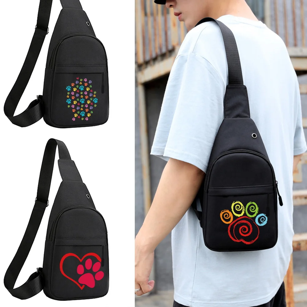 

2025 New Chest Bag Multi-functional Messenger Pack Men Simple Nylon Fashion One Shoulder Crossbody Bag Footprints Series