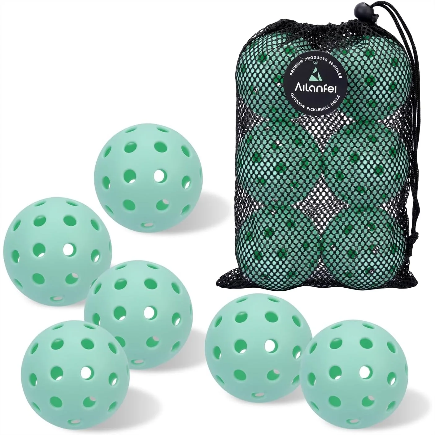 

Pickleball Balls 6 Pack Outdoor with Bag, 40 Holes for High Bounce and Crack Resistance, Perfect for All Players