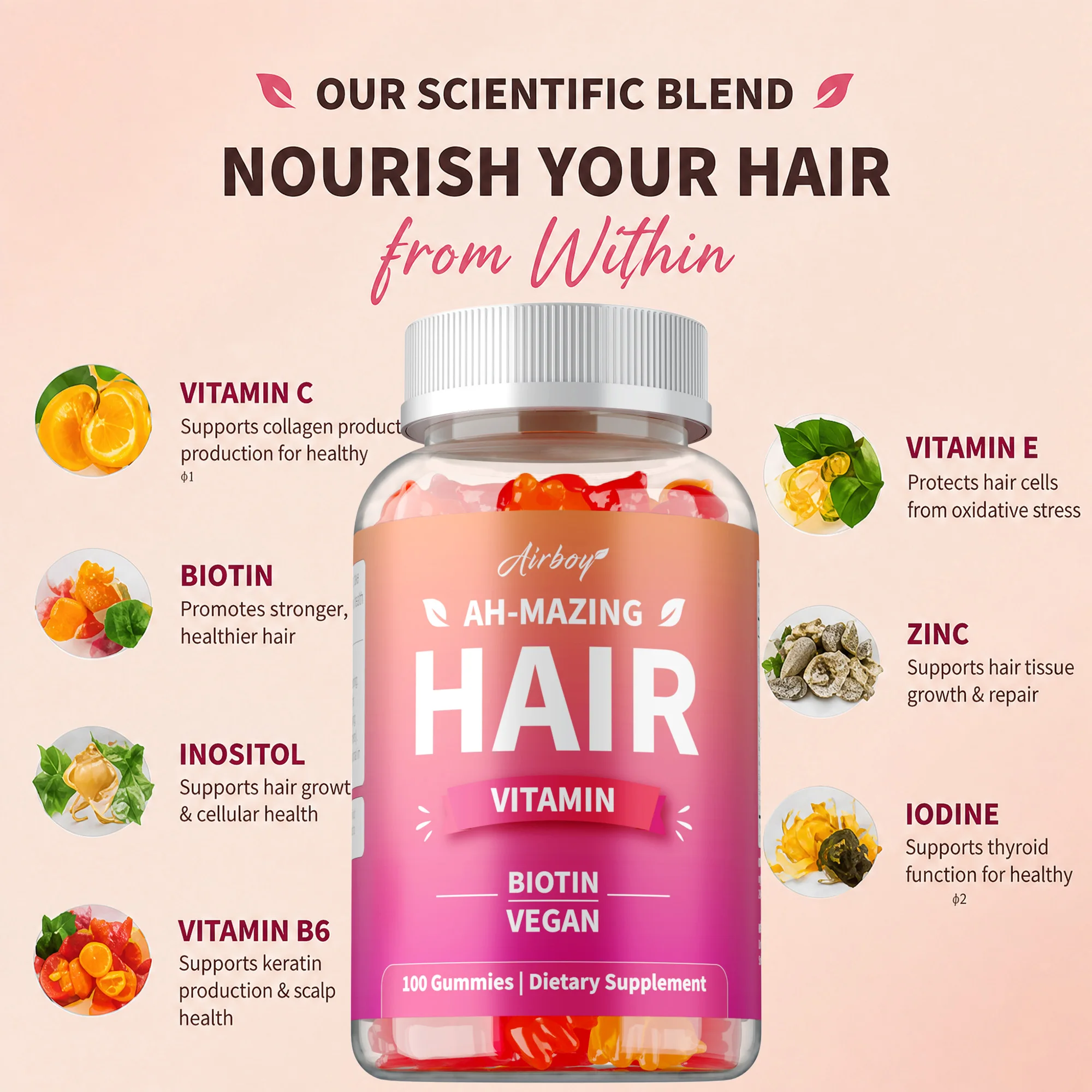 ヘアビタミン - 頭皮を栄養し、縮れを軽減し、弾力性をサポー - Biotin Hair Growth のレビューと価格