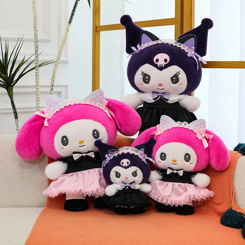 

Sanrio Maid Dress Series Kuromi Melody Plush Toy Children's Dolls Room Decoration Ornaments The Most Beautiful Gift for Girls