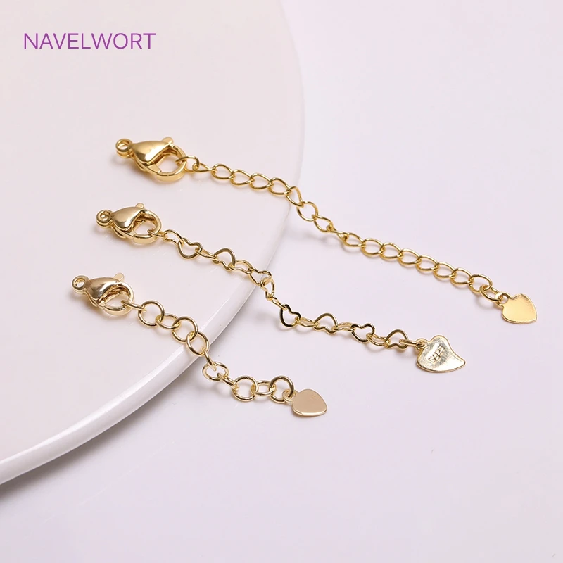 Brass Extension Extended Tail Chains Lobster Clasps Connectors For DIY Jewelry Making Findings 14K Gold Plated Extension Chains