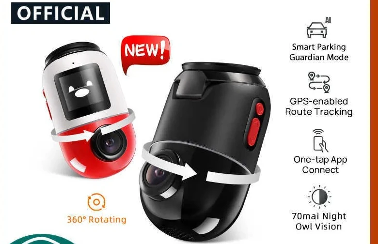 DVRs Dash Cam Omni 360° Full View Builtin GPS ADAS 70mai Car DVR X200 Camera 24H Parking Monitor EMMC Storage AI Motion S25418