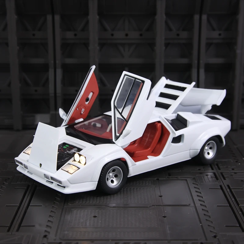 Modelo de carro esportivo de liga 1:24 LP500S, portas e capô do motor, porta-malas pode ser aberto, carro de brinquedo com amortecedor de direção infantil