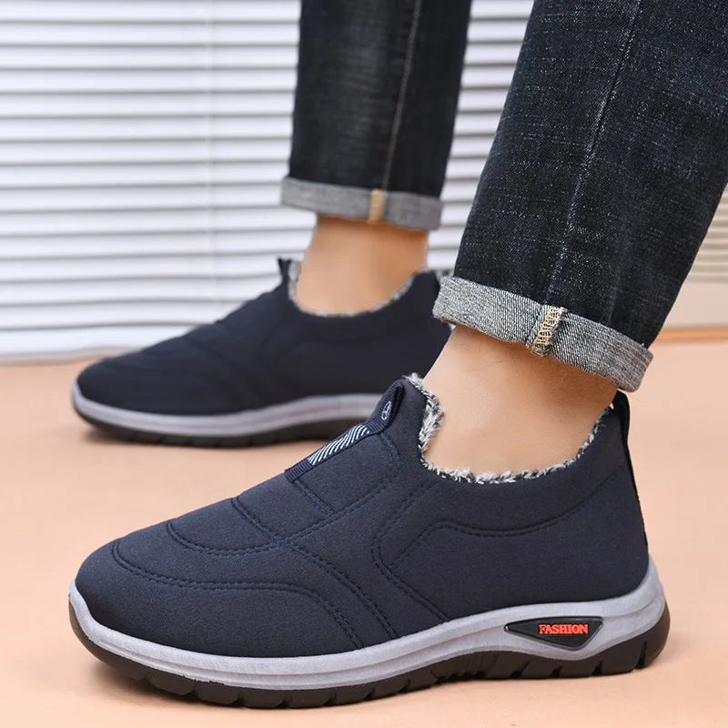 Thickened Fleece Winter Cotton Shoes Women's Boots Men's Shoes Elderly Footwear Comfortable Large Size Mom's Casual Shoes