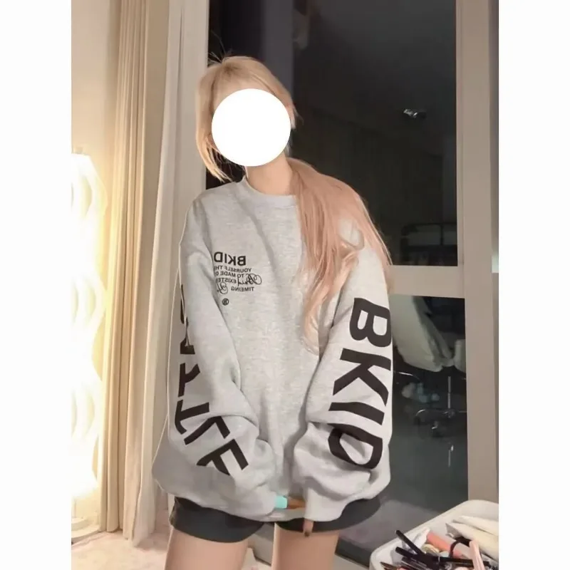 

Осенне-зимний свитер в китайском стиле, ленивый стиль, милая девушка, буквенный принт, с длинными рукавами, модный, крутой