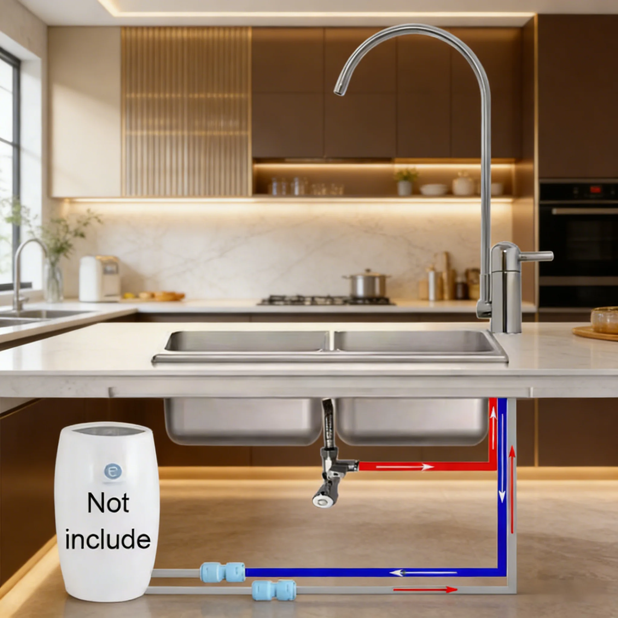 360° Rotation Water Purifier Faucet Stainless Steel Drinking Filter Tap for Amway Purifier RV Kitchen Sink Faucet Replacement