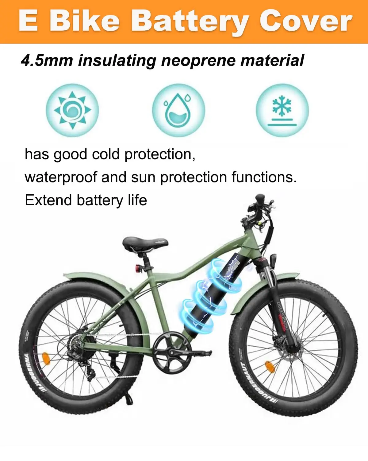 DOMEN E-Bike Batterie Schutzhülle Fahrrad Rahmen Batterie Anti Kälte Und Reflektierende Staubdichte Schutzhülle Fahrrad Zubehör – Detail 4