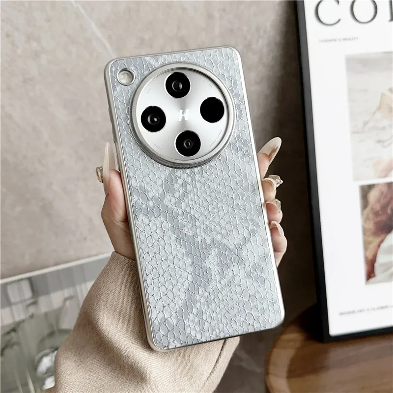 高級スネークパターン Pu レザーケース Oppo Find X8 Pro X7 Ultra Fundas ビジネス大型カメラレンズ保護メッキカバー