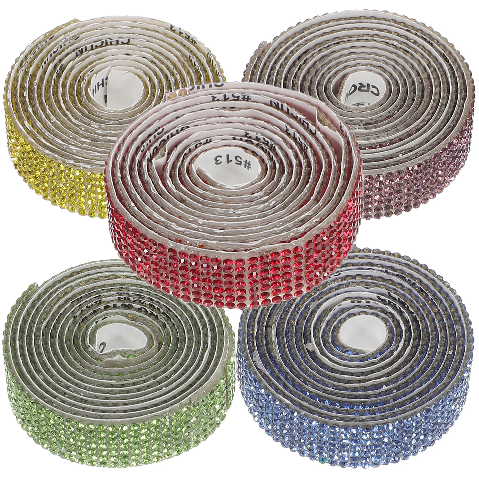 

1pcs 5 Rolls Self Adhesive Rhinestone Ribbon Crystal Tape For Diy Craft Clothes Shoes Decor Bling Household Decoration Strip