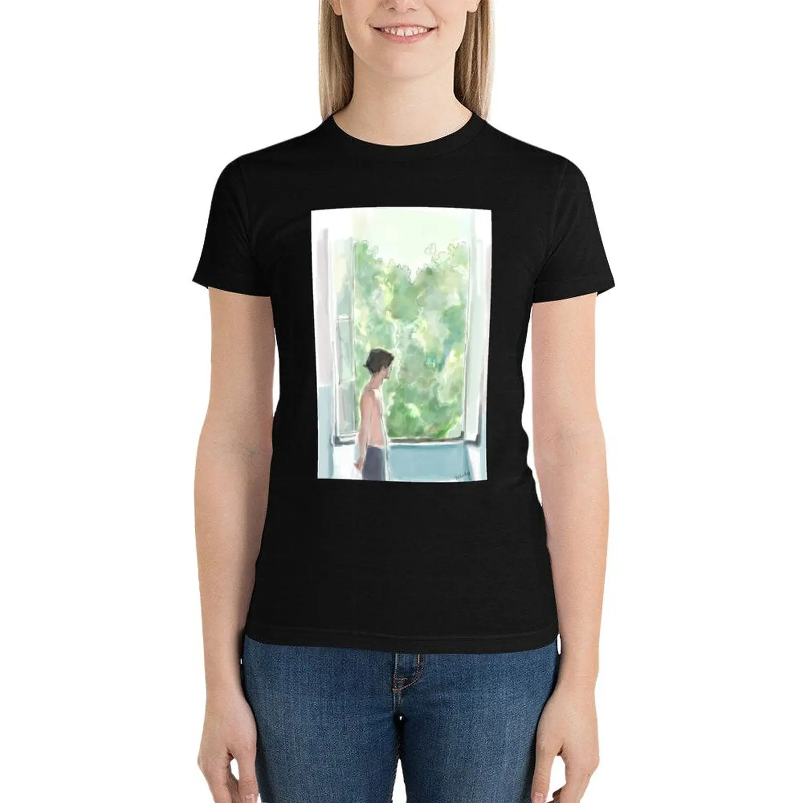 

Elio by the Window T-Shirt Short sleeve tee funny female graphics woman t shirt