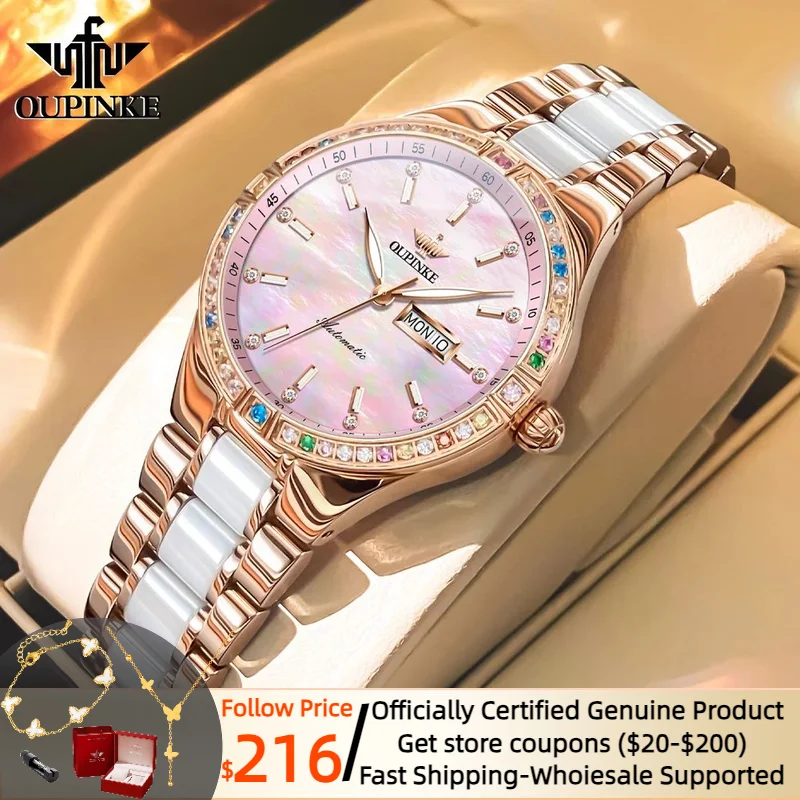 OUPINKE Women's Watches Imported Automatic Mechanical Watch Movement Luxury Top Brand Wrist watch for Ladies 2024 Trend