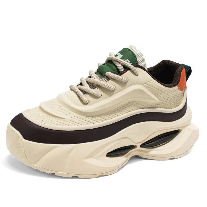 

2026 Spring New Men's Lightweight Anti-Slip Dad Shoes Youth Sport height increase Sneakers Casual Running Shoes thick soled male