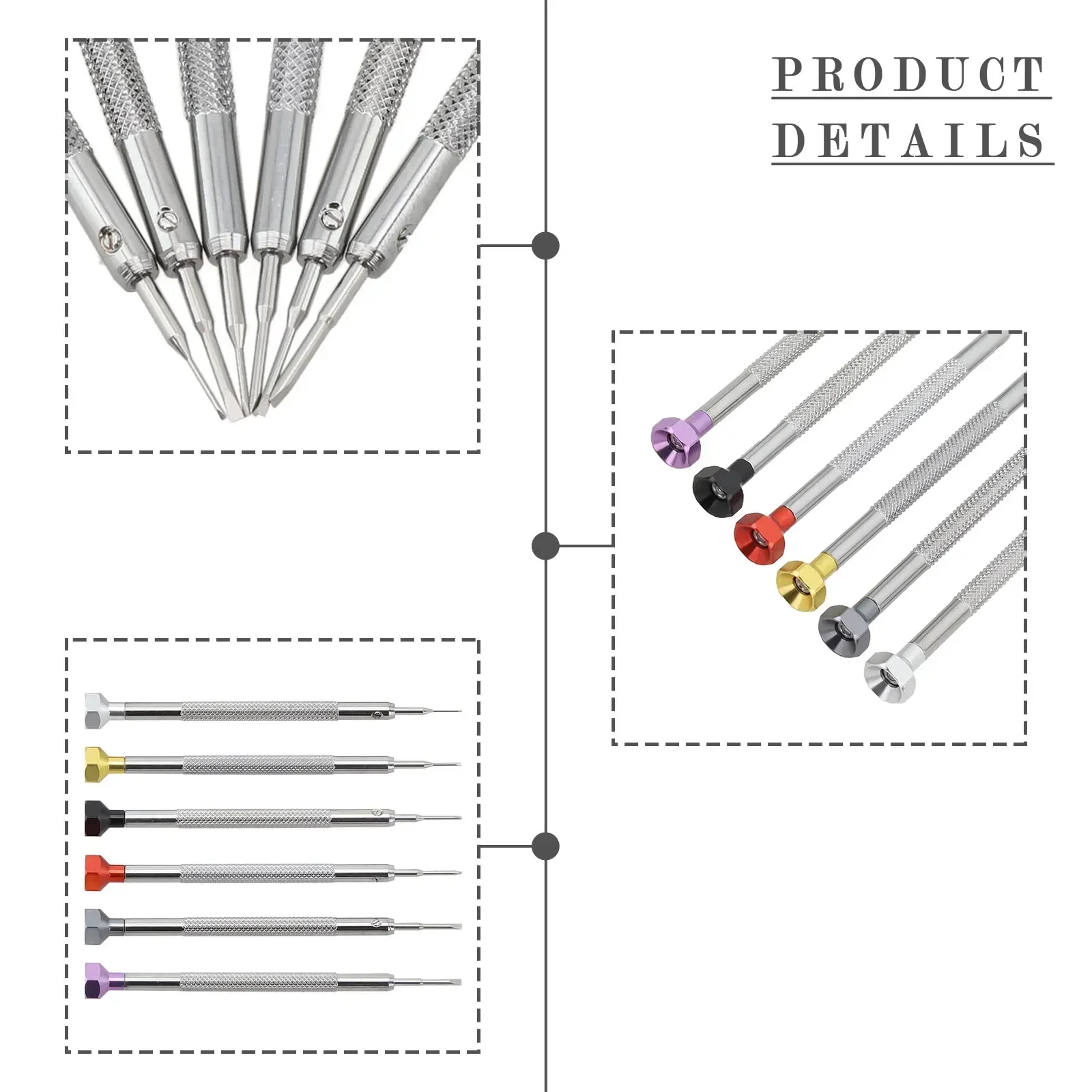 6pcs 0.6mm 0.8mm 1.0mm 1.2mm 1.4mm 1.6mm Multi-Function Screwdrivers Colored Cross Screwdriver Bit Set Watch Glasses Repair Tool