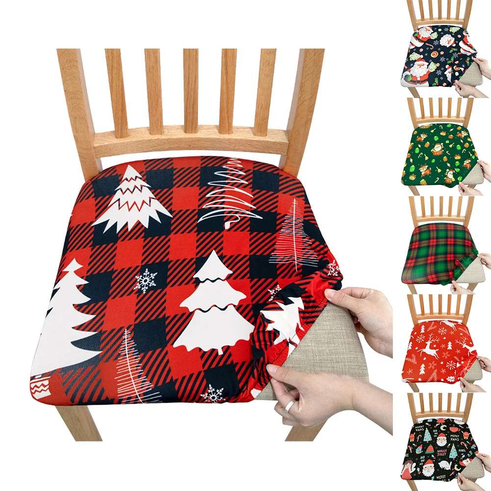 

Christmas Seat Covers Dustproof Removable Chair Seat Cushion Slipcovers Home Decoration For Kitchen Dining Room Office Wholesale