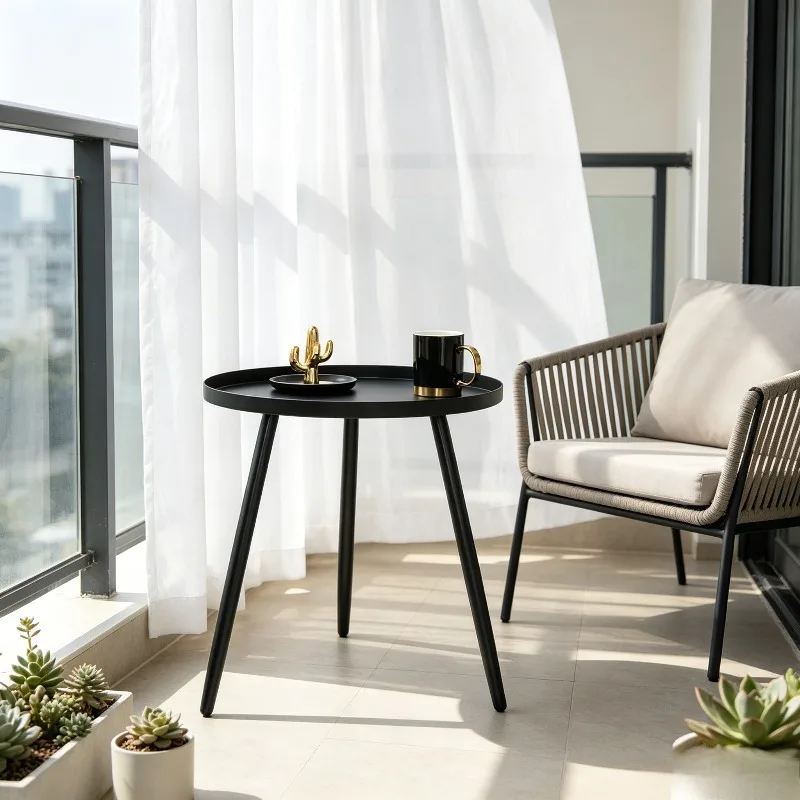 Moderner Minimalistischer Eisen-Kunst-Beistelltisch Haushalt Wohnzimmer Balkon Eck-Akzent-Couchtisch