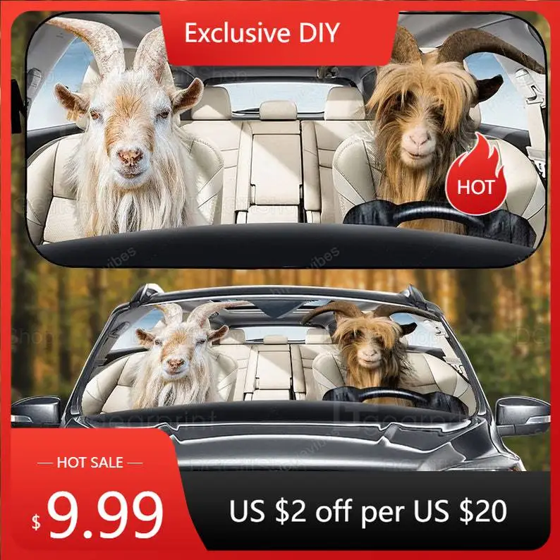 

Goat Couple Car Sun Shade, Goat Farm Life Gifts, Goat Car Accessories, Goat Decoration, Windshield Sun Shade, Cute Car Accessori
