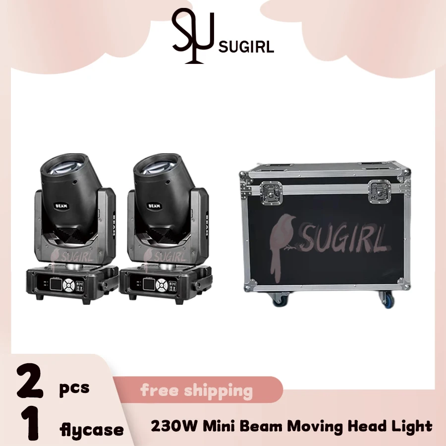 0 Tax 2Pcs New Arrival Bulb MINI 230W 7R Beam Moving Head Light with Flight Case Rainbow Wedding Nightclub Theater Disco