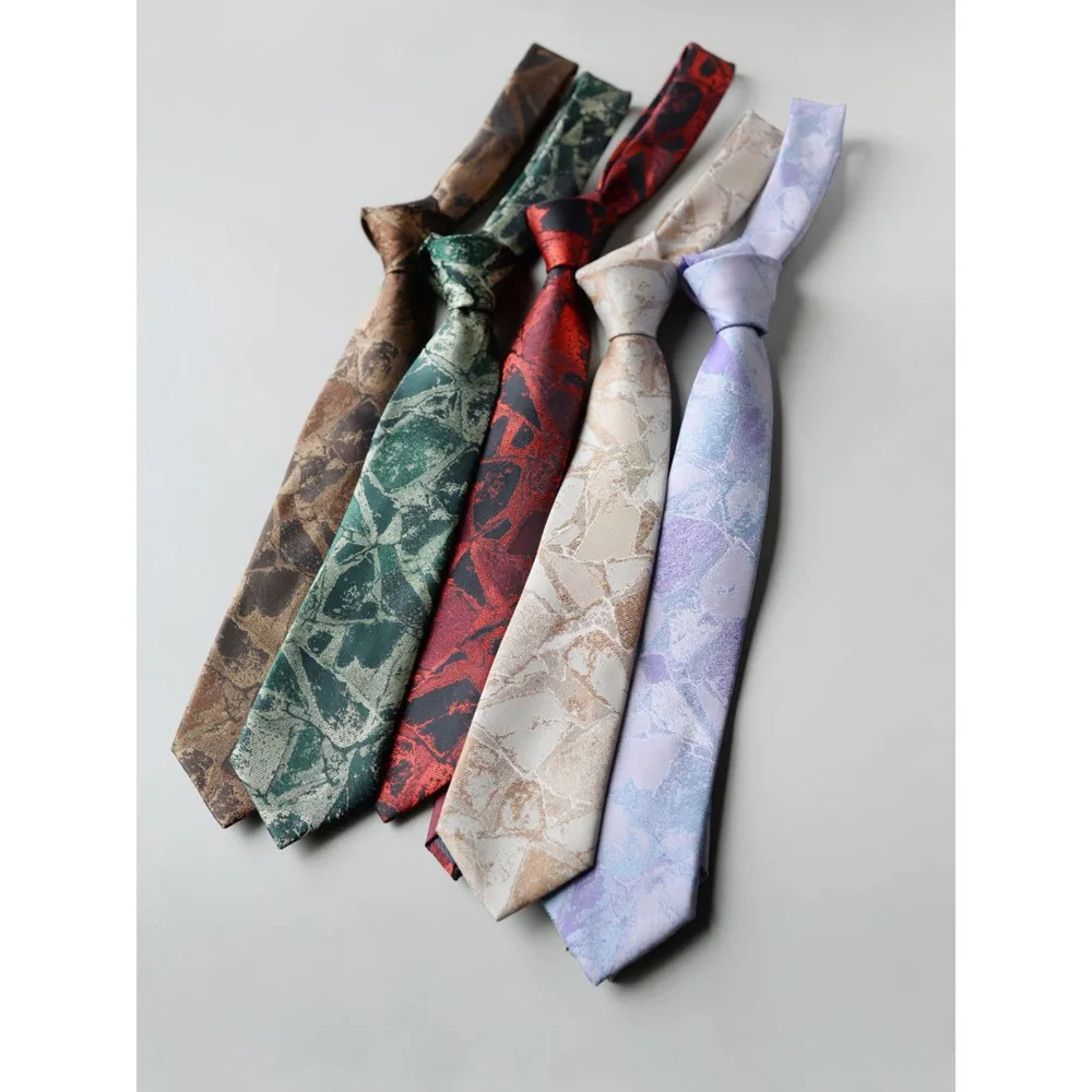 Lush Stone Texture Hand-Knotted Tie Purple Coffee Color High-End Feel Dark Pattern Versatile JK Shirt for Women and Men Artistic