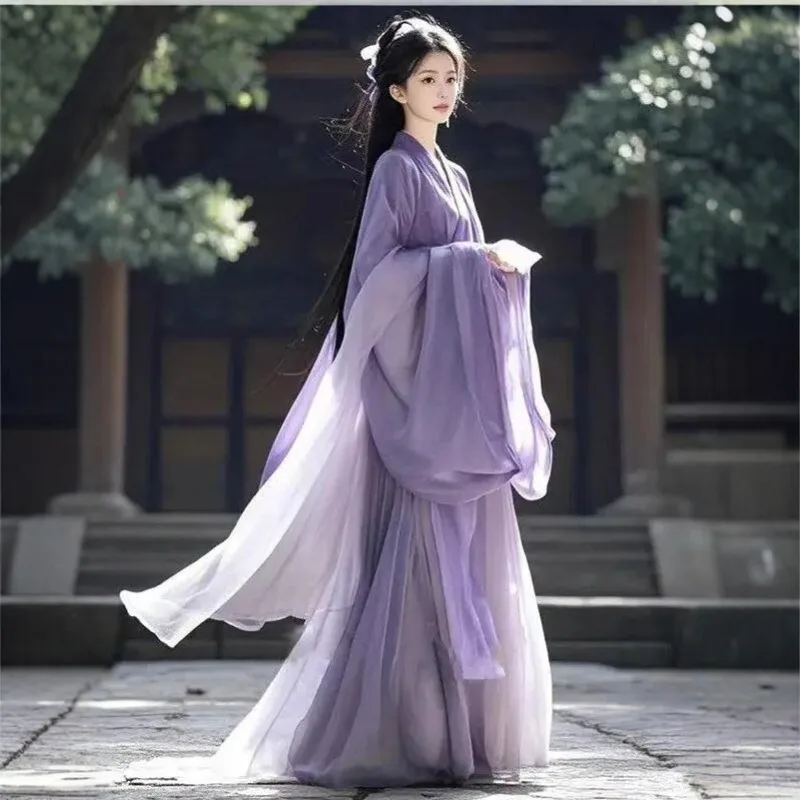 Purple fairy Hanfu 2026 new adult women's ancient clothing Wei Jinfeng small wide-sleeved fairy skirt set