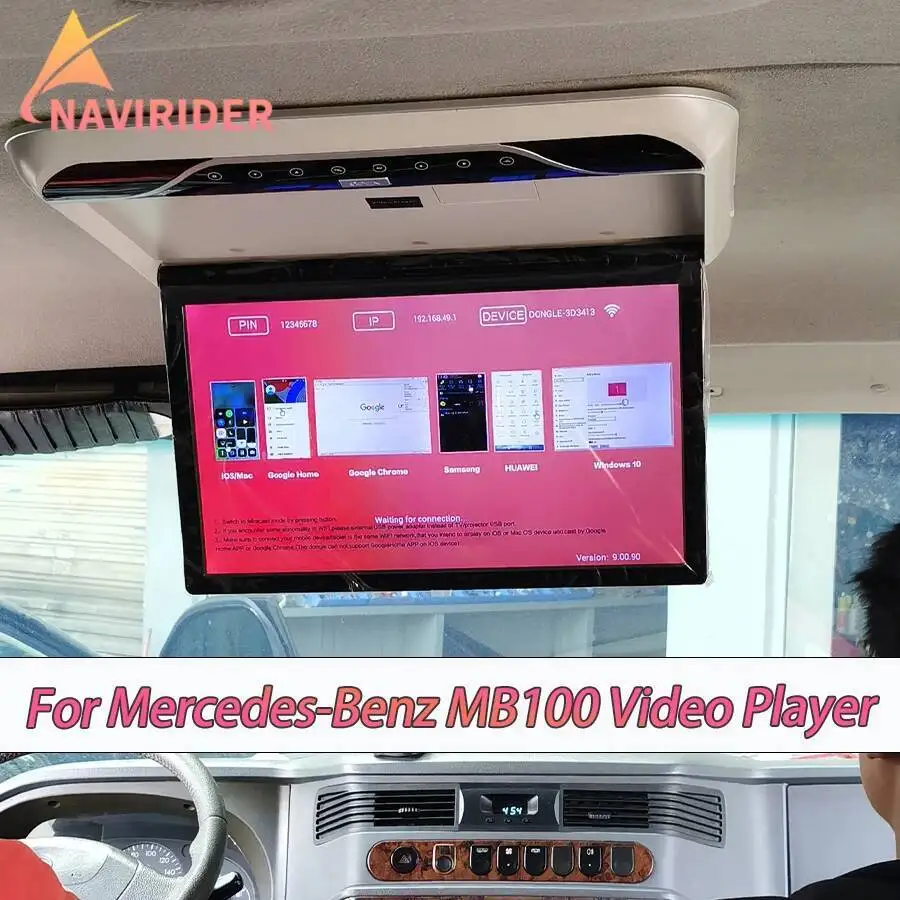 17inch Android 13  Universal Car WIFI USB HDMI Roof Ceiling Monitor For Mercedes-Benz MB100 CUV Screen Multimedia Video Player