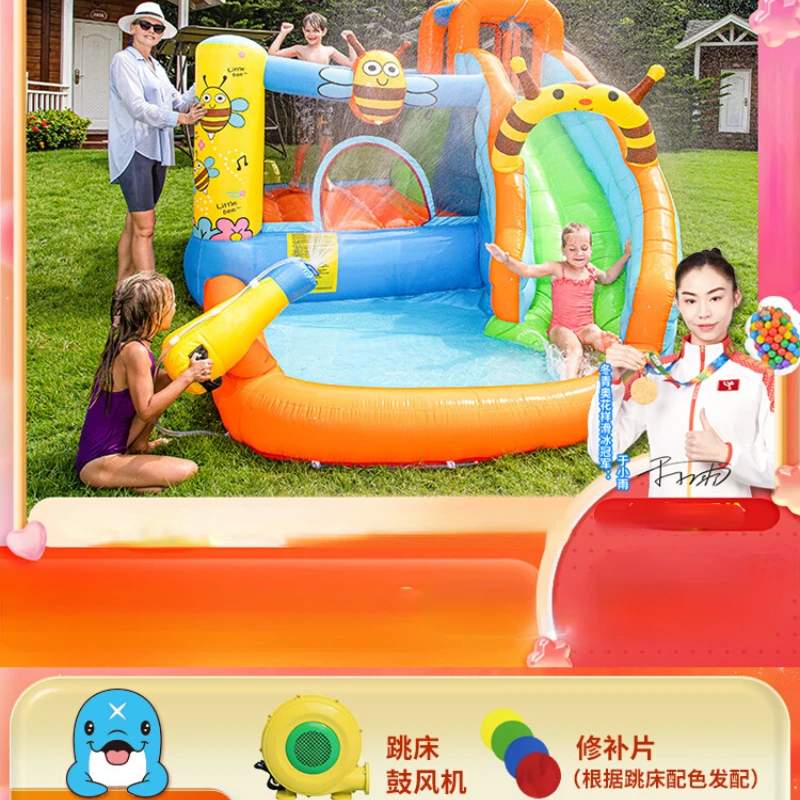 Inflatable Castle Trampoline Water Jet Trampoline Slide Naughty Castle Toy Climbing Wall