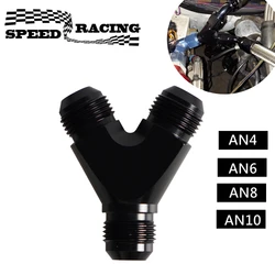 High Quality AN4 AN6 AN8 AN10 Y Adapter Block Male Thread Fuel Hose Fitting Adapters Tee oil pipe joint Universal Aluminium